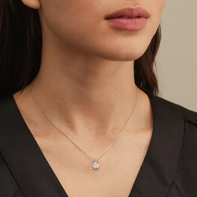 14K White Gold Split Bail Diamond Solitaire Pendant  (1 ct. tw.)